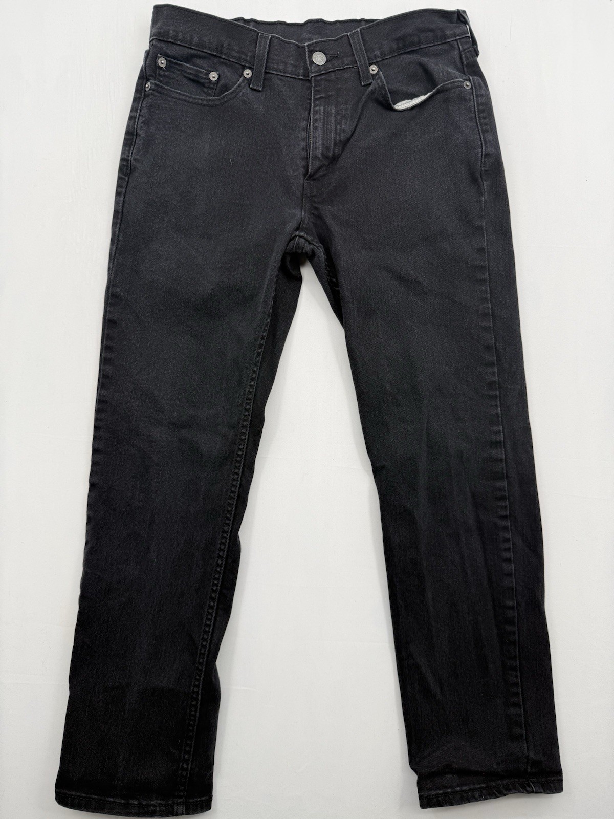 Levis 514 Jeans Mens Black Straight Leg Stretch Denim Zip Fly Pants 30x29