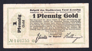 Forst (Lausitz) 1 Pfennig Gold 1.11.1923