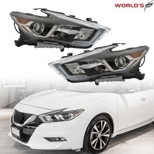Headlights For nissan maxima S SL SV Halogen w/ LED DRL Black RH+LH 2016-2018
