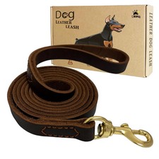 Leather Dog Leash 6ft x 3/4 inch, Heavy Duty Genuine Leather Braided Dog Trai