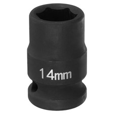 14mm 6 Point Impact Socket Black 1/2" Square Drive 1.5" Length Hex Nut Sockets