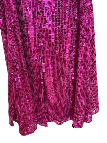 Abito vestito Mac Duggal taglia 2 rosa paillettes schiena aperta manica lunga A10891 - Foto 12 di 14