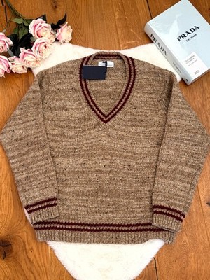 Turnbull and Asser Russet Brown Melange Wool Hafod Cricket Jumper size L £800