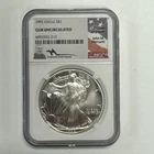 1992 $1 American Silver Eagle NGC Gem Uncirculated Mercanti Hand Signed Label.