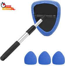 Windshield Cleaning Tool, Car Window Cleaner with Extendable Long Handle and 4 W