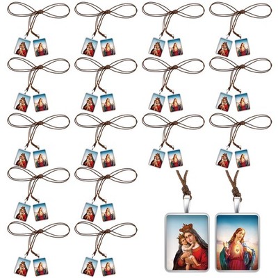 Huquary 16 Pcs Catholic Scapular Necklace Metal Escapularios as picture shown