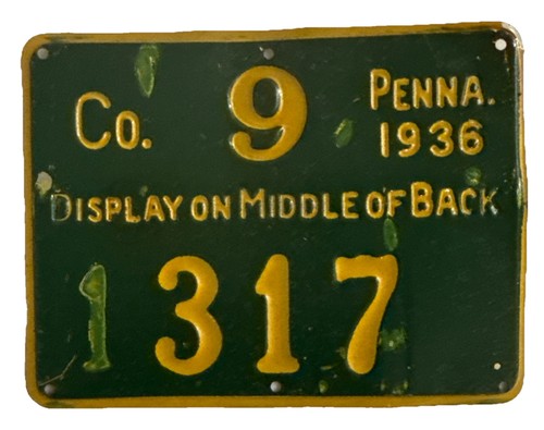 Pennsylvania Hunting License 1936 Bucks County Co 9 No. 317 & Game Killed Report