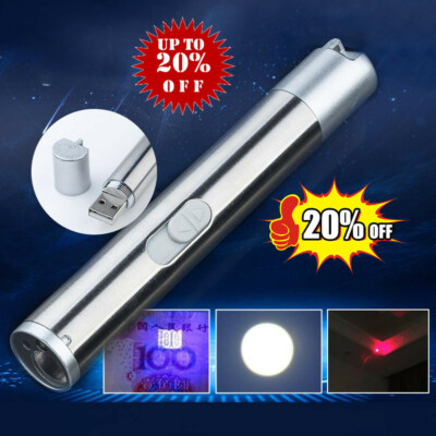 3 in 1 Mini Multifunction USB Rechargeable LED UV Flashlight*