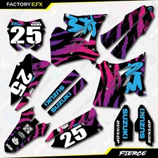 Black Retro Fierce Restyle Graphics Kit fit 01-08 Suzuki RM125 RM250 RM 125 250