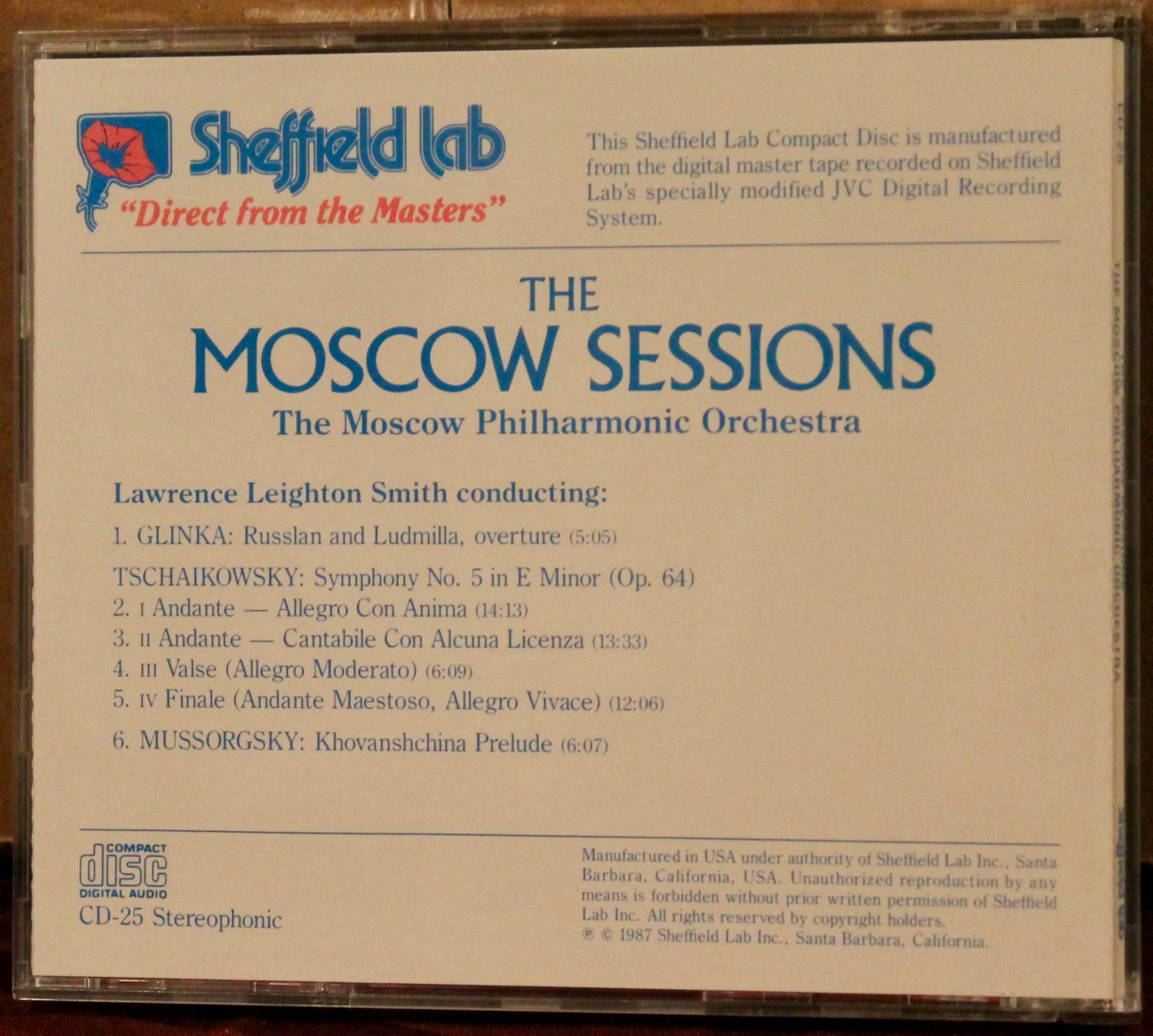 SHEFFIELD LAB CD CD25 THE MOSCOW SESSIONS Volume 1 OOP 1987 USA