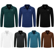 Men Long Sleeve Shirt Zip Closure Golf Polo Shirt Breathable Athletic Shirt Top