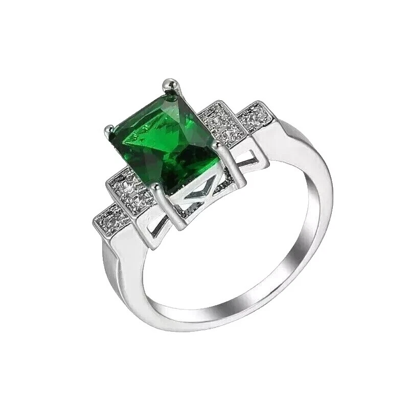 Anillo de Banda Esmeralda 7.5 Anillos de Moda