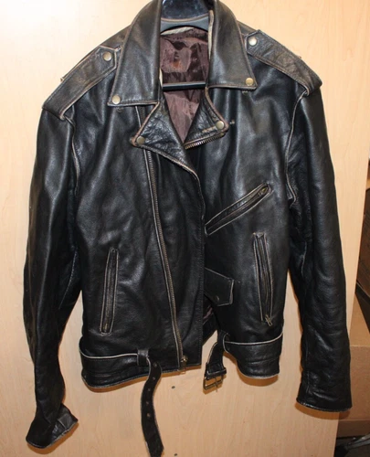 Black Leather Live To Ride Ride To Live Eagle Motorcycle Jacket AO4068021 - product listing photo