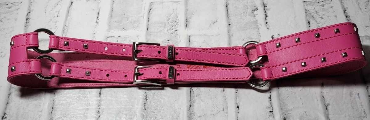 PEPE JEANS LONDON BELT PINK  GENUINE ITALIAN LEATHER DOUBLE BUCKLE METAL STUDS The Peep Belt is now available! Preorder ends June 7th One  main image 3
