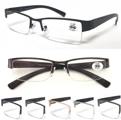 Halbrandlose Lesebrille sanftes Metallgestell Federscharniere Kunststoffarme L402A
