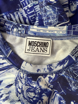 moschino jeans archive print cotton mini bodycon dress Moschino Jeans