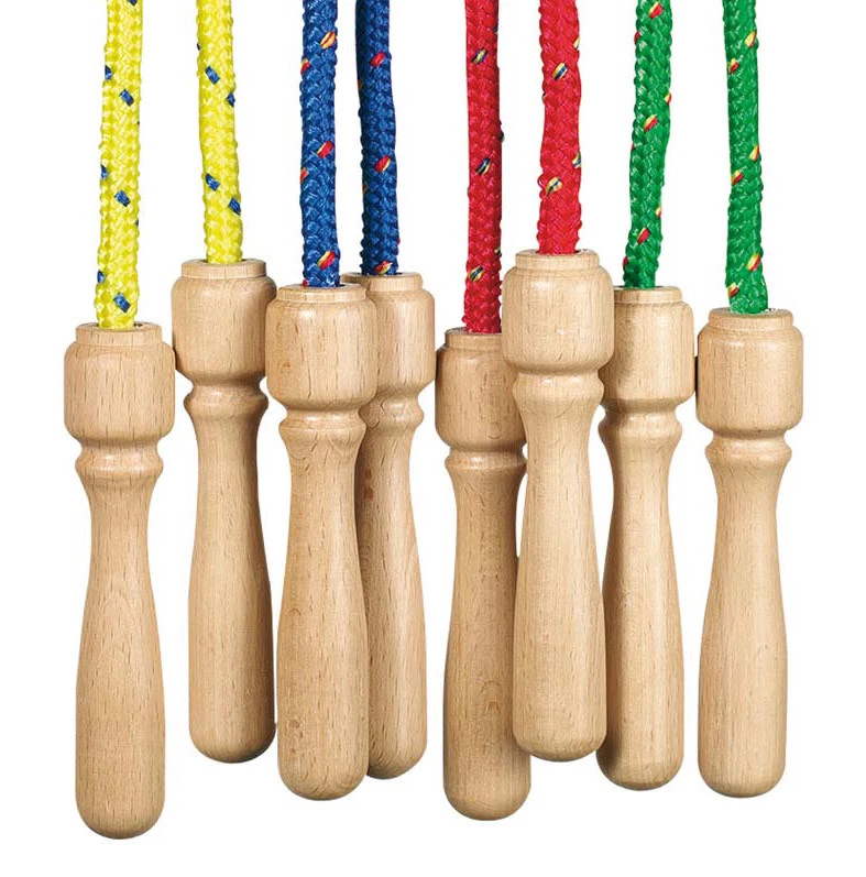 SPRINGSEIL 255cm mit Holzgriffen Seilchen springen Holz Kinder Seilchenspringen
