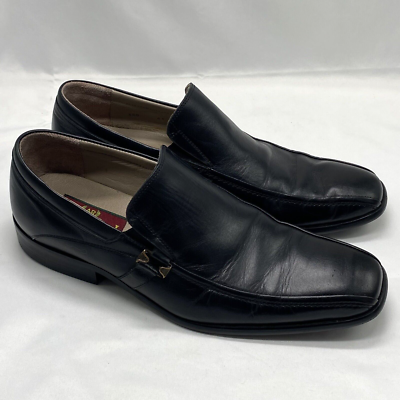 Vtg Artioli Black Mens Leather Dress Shoes Slip-on Loafers  display picture 1