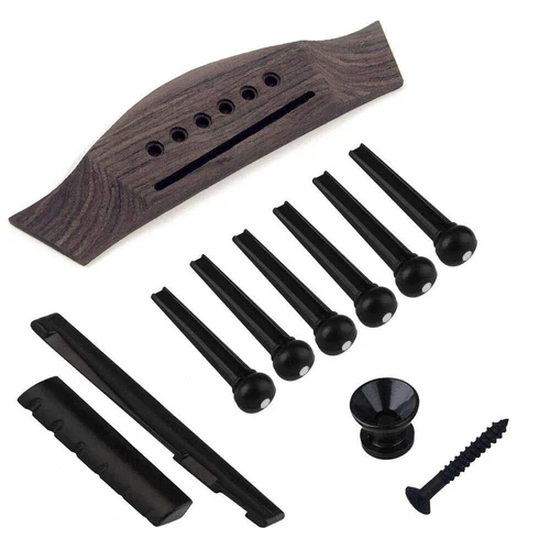 6 String Acoustic Guitar Rosewood Bridge Saddle Nut Pins Set Replacement