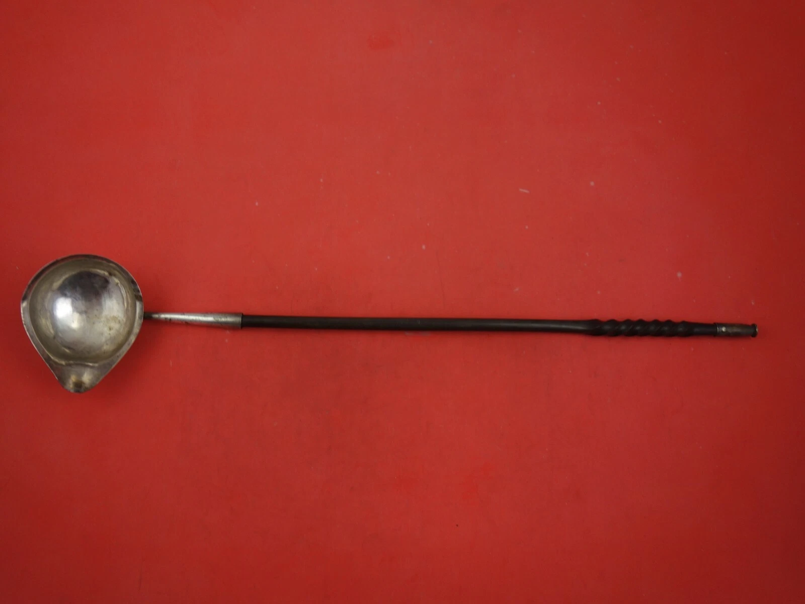Thomas Shepherd English Georgian Sterling Silver Toddy Ladle Twisted Ebony Spout