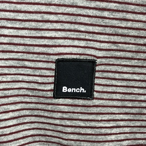 Bench T Shirt Adults Mens Short Sleeve Crew Neck Striped Red Large L - Picture 6 of 17