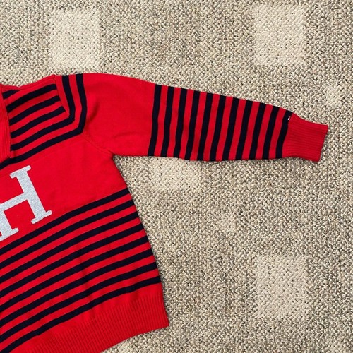 Tommy Hilfiger V Neck Varsity Sweater Red/Blue Stripe Youth Size Large 16 - Picture 3 of 4