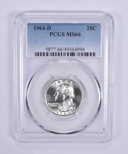 1964-D Washington Quarter MS66 PCGS Blue Label