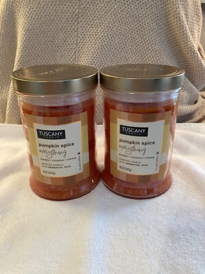 Set 2 Tuscany Candles Limited Edition Pumpkin Spice Everything 18 oz 2-wick NEW