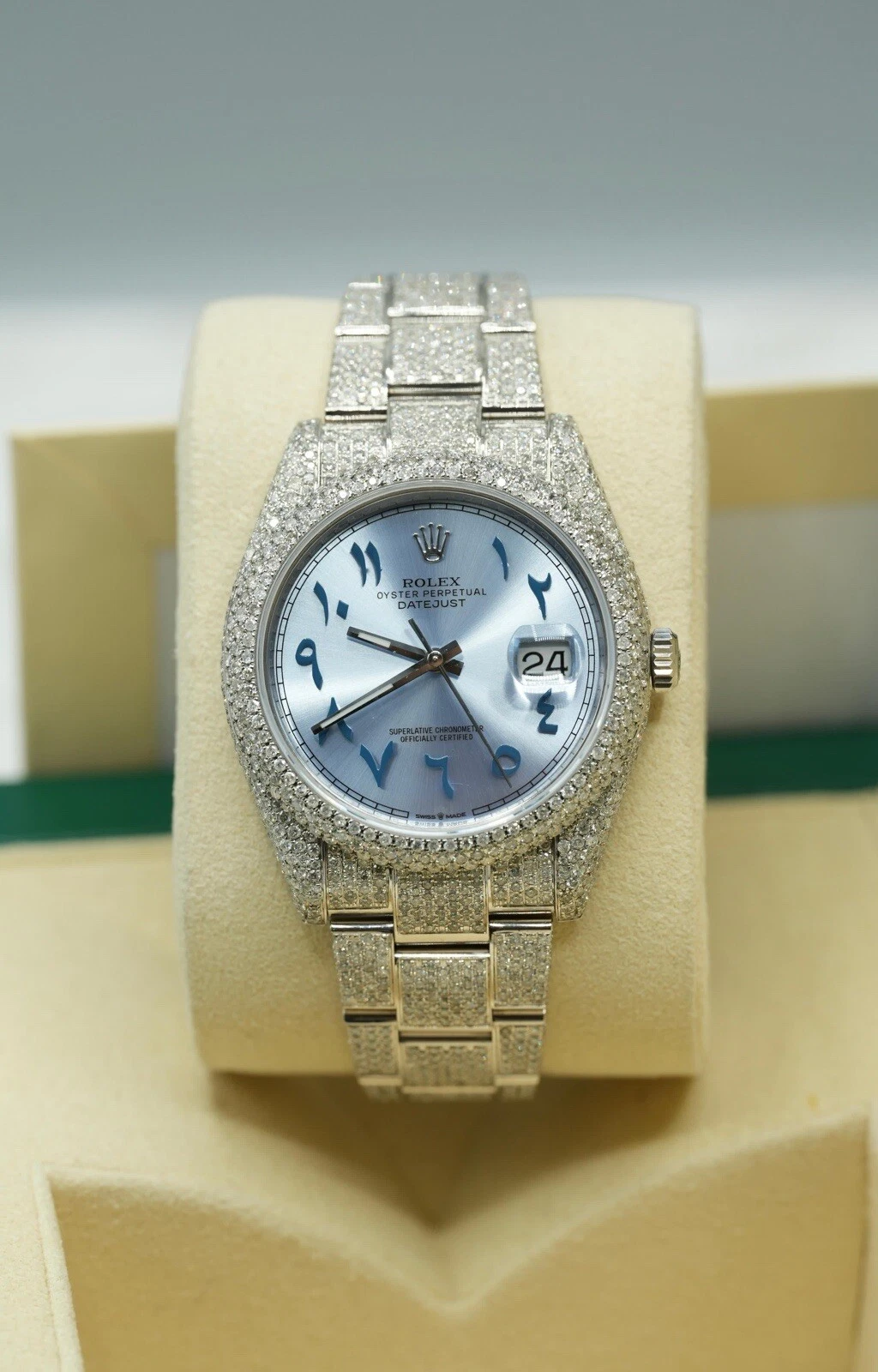 Rolex — Rolex Datejust 41 126300 2022 Bussdown Diamond Set Unworn Ice Blue Arabic Dial