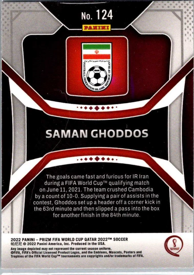 2022 Saman Ghoddos #124 Panini Iran QATAR #5 - Image 2 of 2