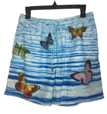 Johnny Was S Mens Costa Azul Swim Trunks Bottom Butterfly Ocean Print Shorts