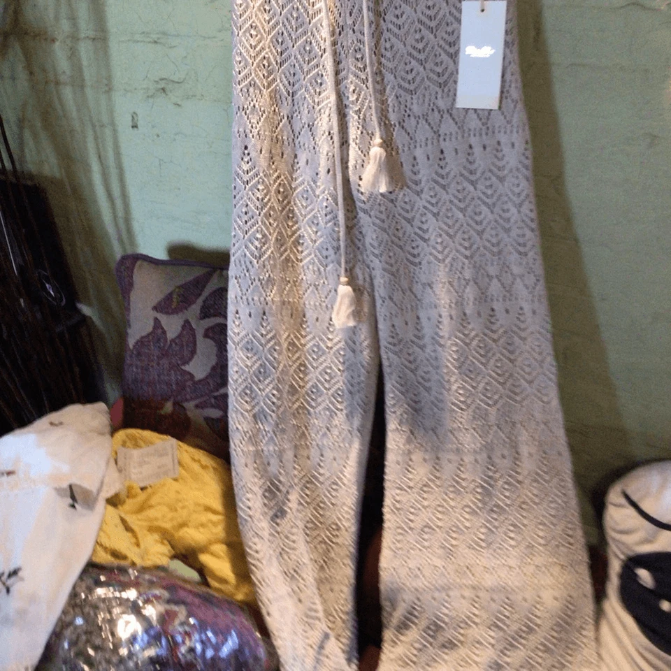 NEW! Rare Miss Me Cream Crochet Wide-Leg Pants - Image 2 of 4