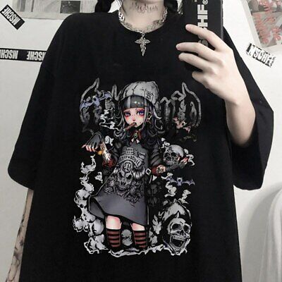 Goth Women T Shirt Loose T Shirt Punk Ladies Gothic Top Goth Women T Shirt Loose T Shirt Punk Ladies Gothic Top