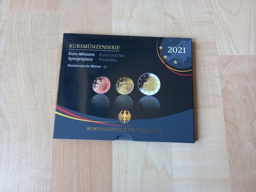 BRD Euro Kursmünzensatz KMS Kursmünzenserie 2021 Hamburg J Spiegelglanz PP