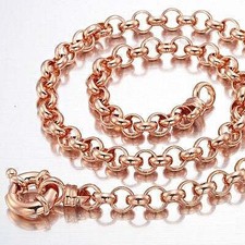 18ct Heavy Rose Gold Plated 10mm Belcher Chain Necklace with Bolt Clasp - USA...