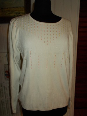 Pull Beige à Paillettes Et Perles Un Jour Ailleurs Taille 42 - Occasion Très Bon état