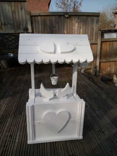 Wooden Wedding wishing well post box 4 sale two doves + trade mark and bucket - Picture 2 of 5