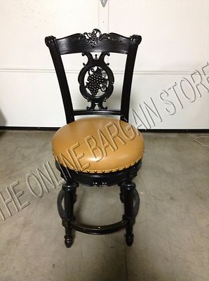Frontgate Provencal Grape Wood Barstool Chair leather COUNTER