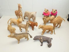 Lot of Primitive Zoo Animals Farm Toys appear to be primitive hand made