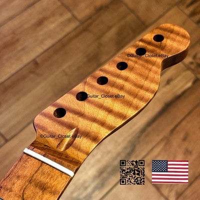 Roasted Flame Maple Tele Neck Satin fits Warmoth Telecaster body 2TMF