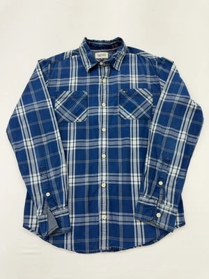 Hilfiger Jeanshemd Jungen blau kariert Knopfleiste Größe M Freizeit Brusttaschen - Bild 1 von 4