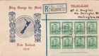 New Zealand WELLINGTON George VI halfpenny IMPRINT BLOCK cacheted FDC 1938