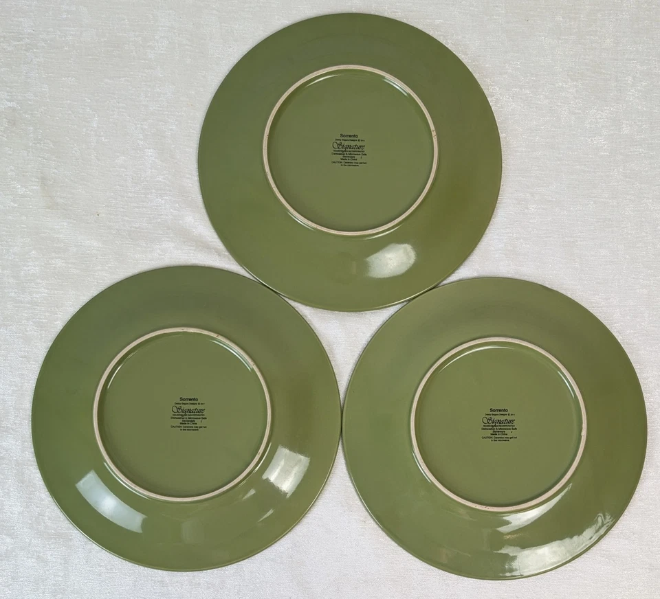 Juego de 3 platos de cena de gres Sorrento verde orégano 11-1/2" 2011 Foto 2 de 4
