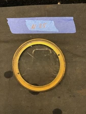 (N25) Antique French Mantle Clock Back Bezel Door Part Brass & Beveled Glass