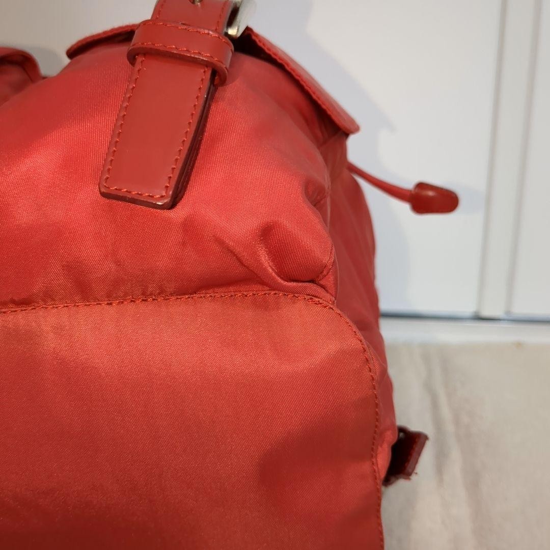 PRADA Backpack Red Testo Nylon Triangle Logo Leat… - image 10