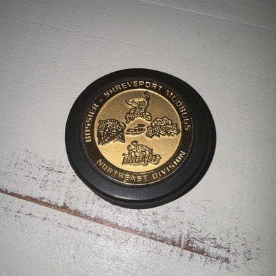 Vintage CHL Hockey Puck  Bossier Shreveport Mudbugs Riverkings Brahmas Official 