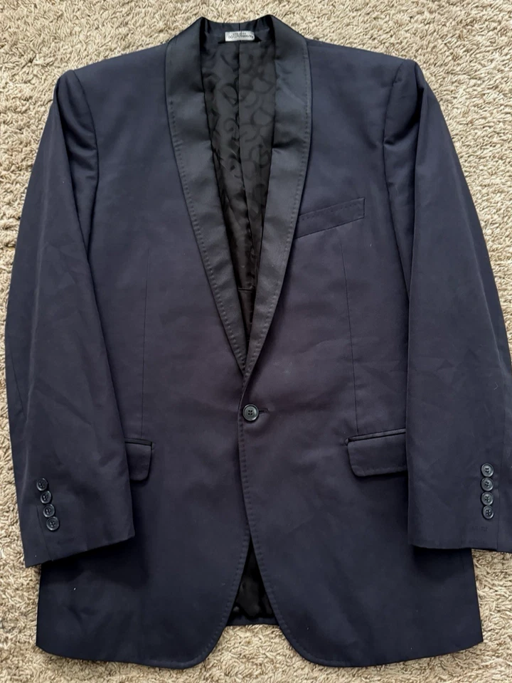 Dolce & Gabana Traje Esmoquin Chaqueta Para Hombre 40R Delgado Negro Chal Algodón-Seda Italia Foto 3 de 4