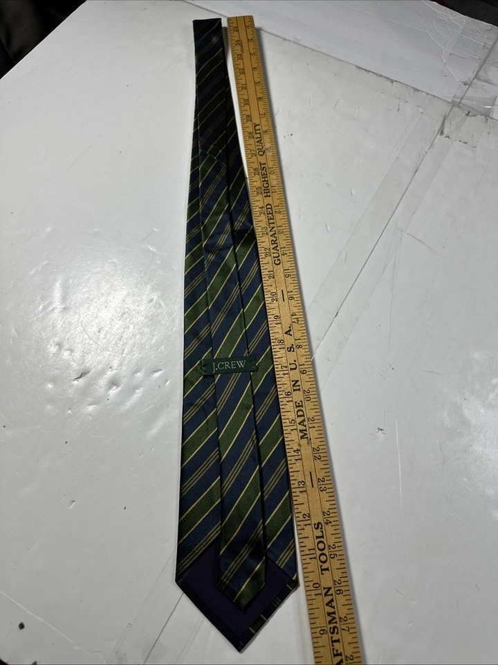 Corbata para hombre J L. Crew verde, azul marino, dorada EE. UU. Foto 3 de 4