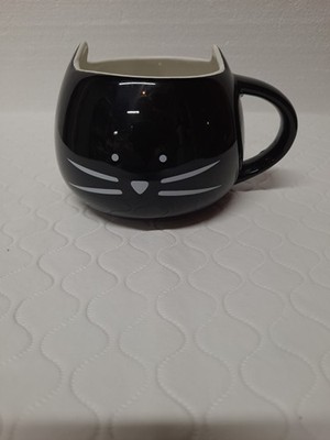 Black Whisker Cat Face W Surprise Black Kitty Inside 8 oz Ceramic Mug