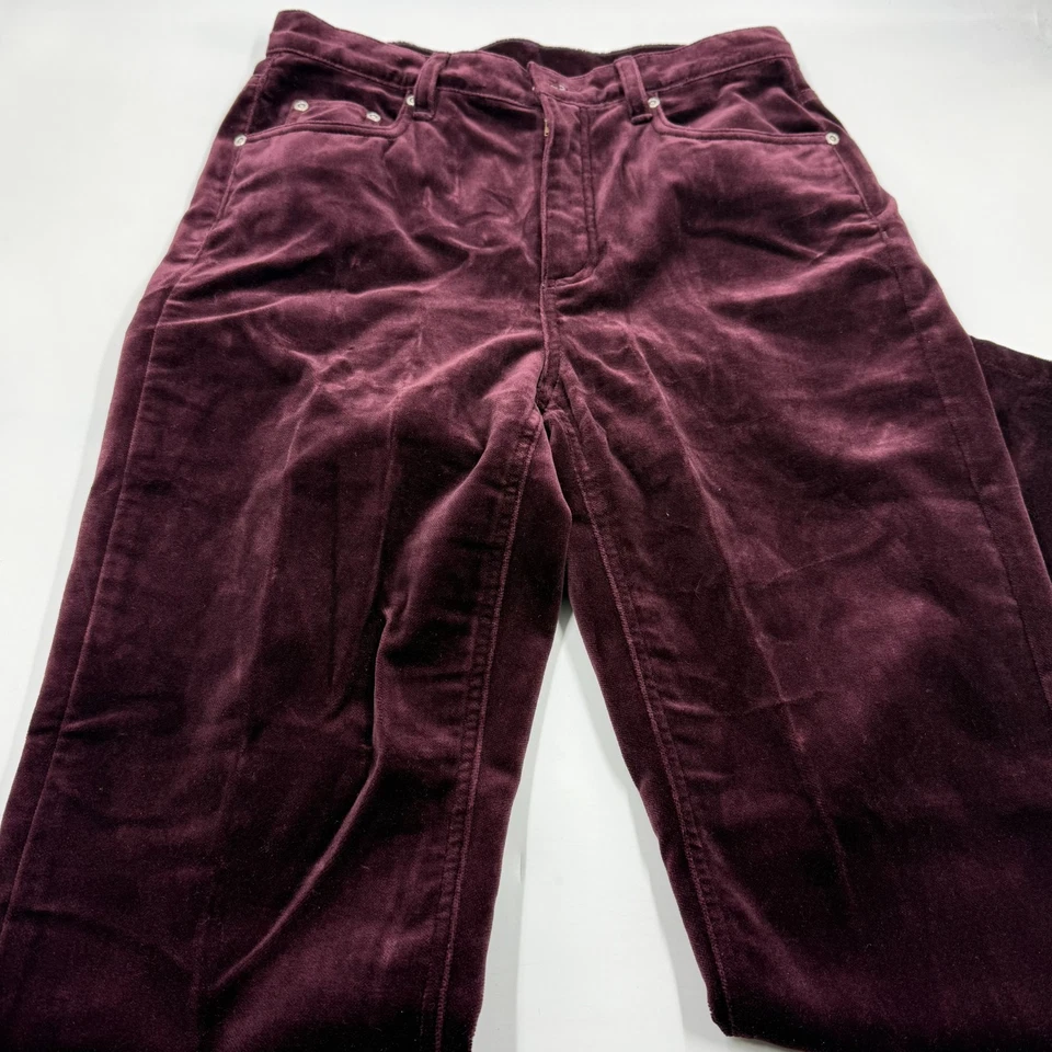 Pantalones Liz Claiborne Mujer Lizwear Talla 10 Borgoña 100% Algodón Pana Rectos Foto 2 de 4